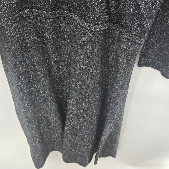Talbots Black Glitter Merino Wool Long Sleeved Holiday Midi Dress Size Medium - Picture 4 of 10